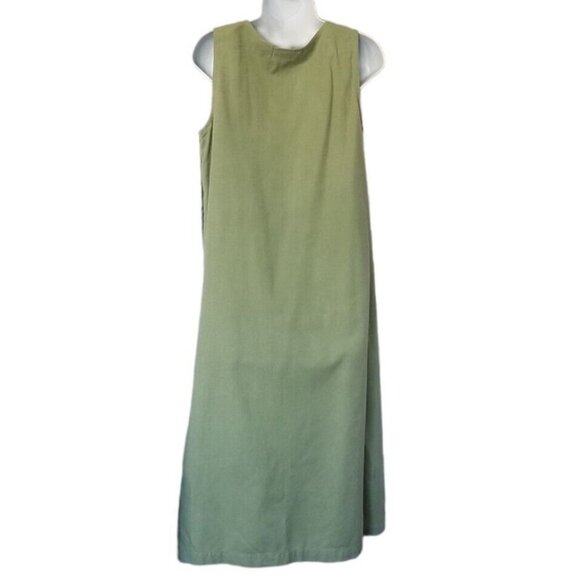 Vintage 90s Dress PS Midi Cotton Green Applique Leaves Sleeveless Jumper Pinafor - Picture 4 of 13